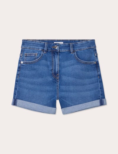Short slim en jean denim stone femme