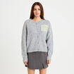 Gilet ample col rond manches longues gris clair femme