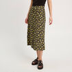 Jupe midi droite boutonnée noir femme