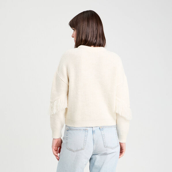 pull avec franges ecru femme Pull avec franges ecru femme