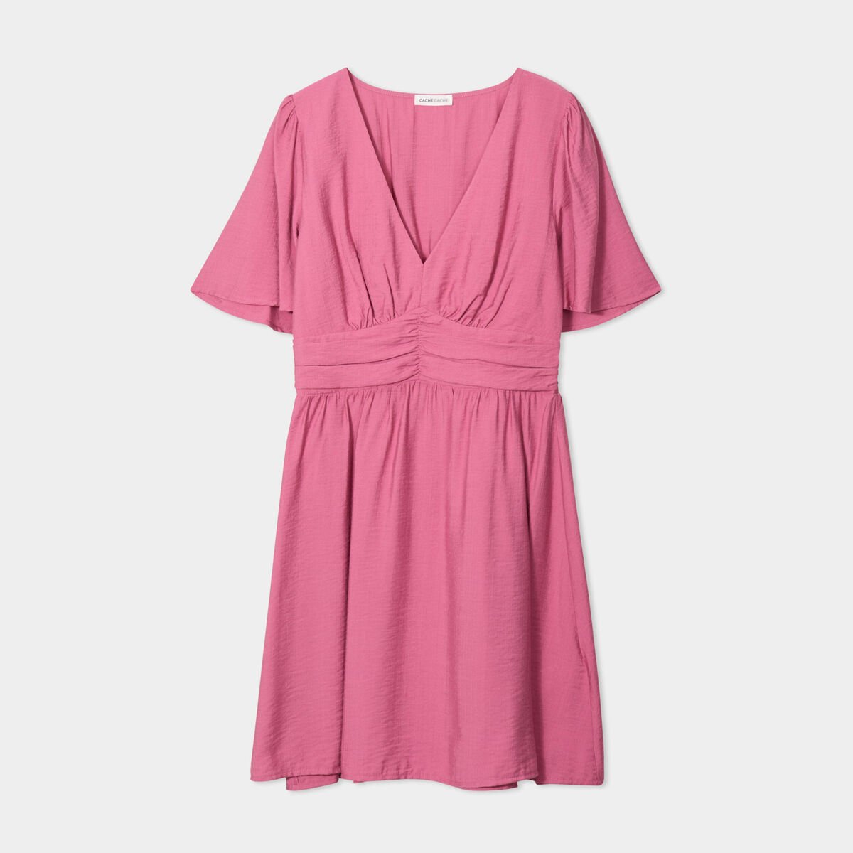 Robe évasée avec fronces vieux rose femme