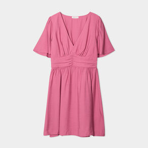 Robe évasée avec fronces vieux rose femme