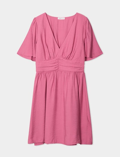 Robe évasée avec fronces vieux rose femme