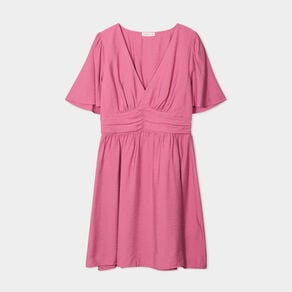 robe evasee avec fronces vieux rose femme Robe évasée avec fronces vieux rose femme