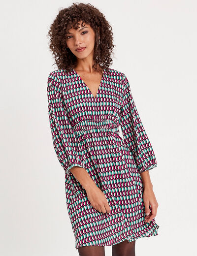Robe évasée manches 3/4 noir femme