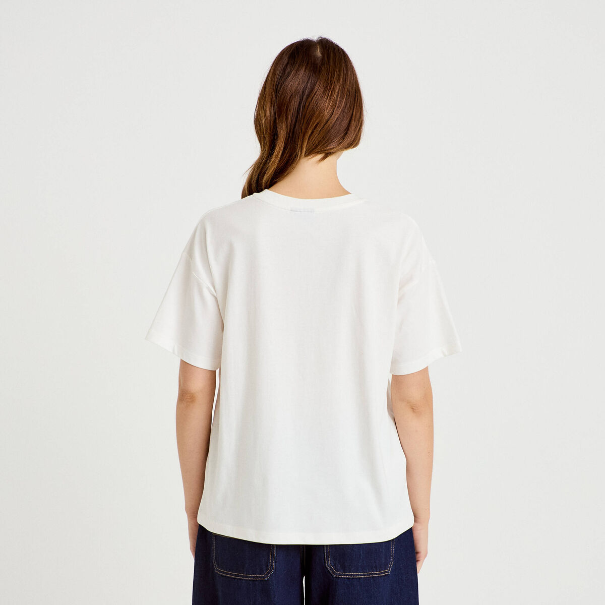 T-shirt oversize manches courtes ecru femme