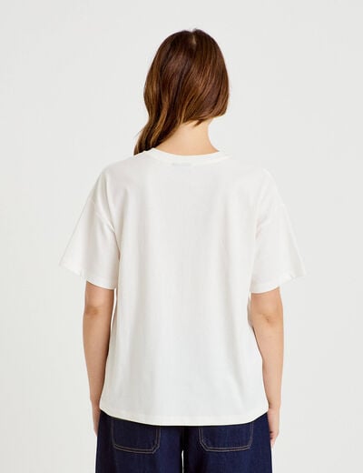 T-shirt oversize manches courtes ecru femme