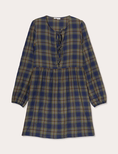 Robe évasée avec noeuds vert kaki femme