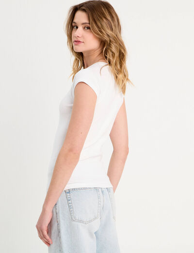 T-shirt manches courtes blanc femme