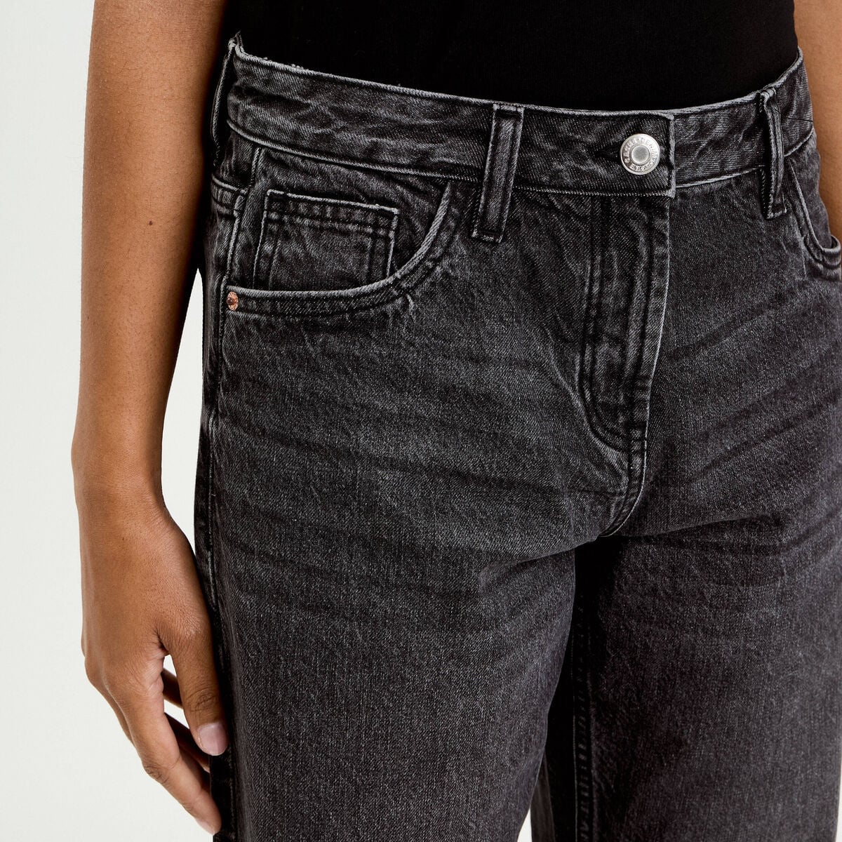 Jeans droit 5 poches denim snow noir femme