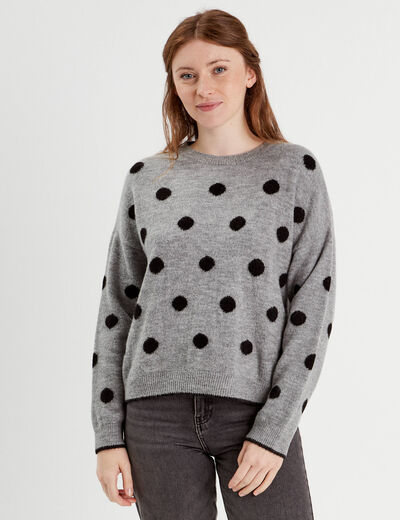 Pull manches longues gris foncé femme