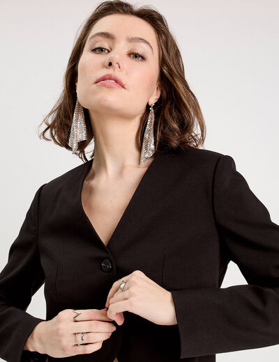 Veste blazer courte noir femme