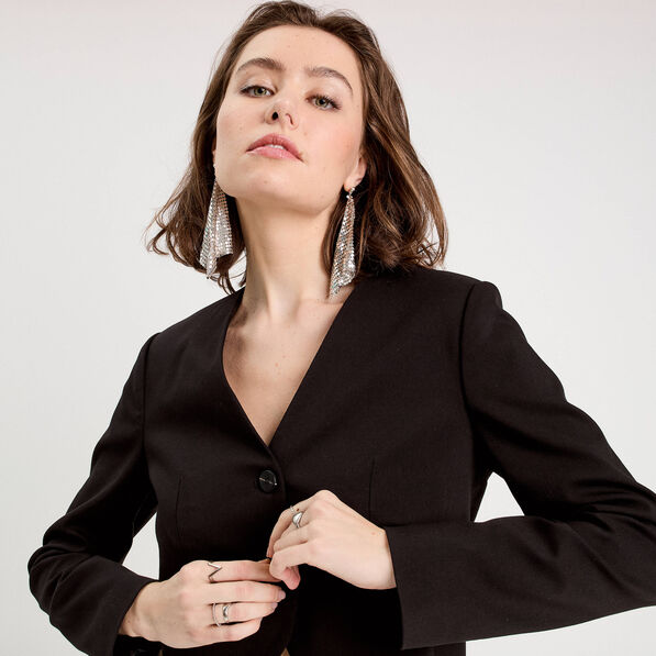 Veste blazer courte noir femme