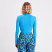 T-shirt c&ocirc;tel&eacute; col montant bleu femme