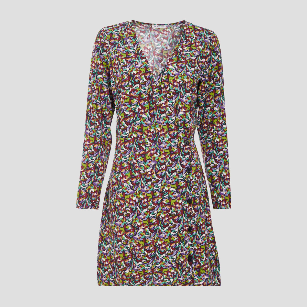 Robe évasée manches 3/4 noir femme