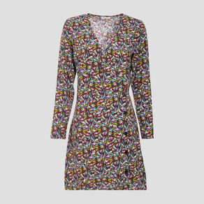 Robe évasée manches 3/4 noir femme