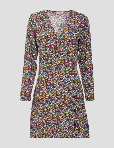 Robe évasée manches 3/4 noir femme