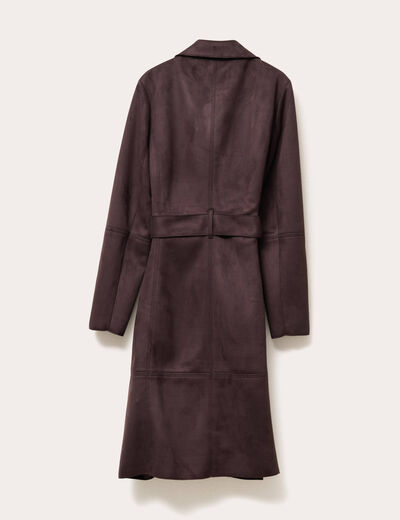 Trench suédine ceinturé marron foncé femme