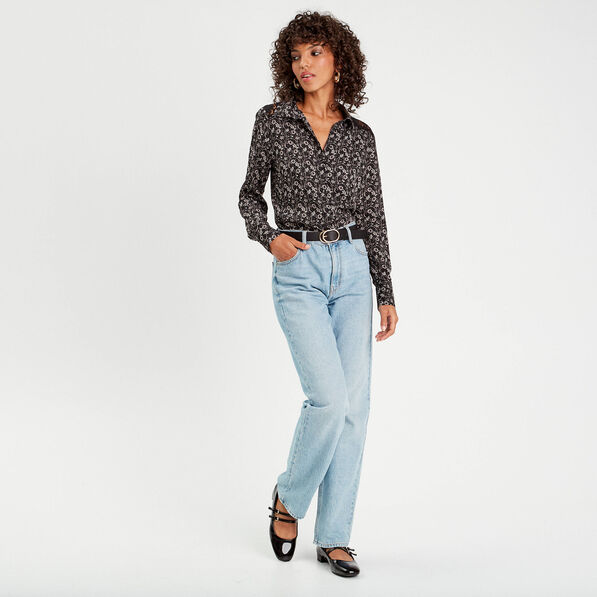 Chemise avec dentelle noir femme