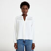 Blouse droite col mao manches longues ecru femme