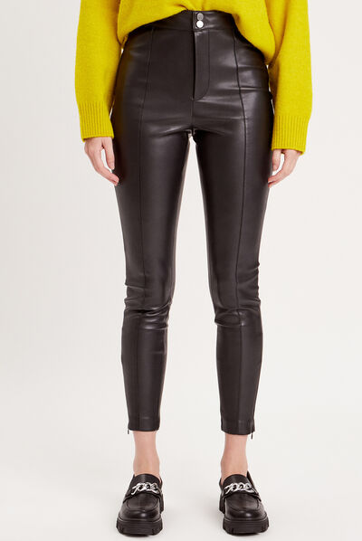 Legging simili cuir noir femme