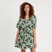 Robe chemise évasée fluide vert femme