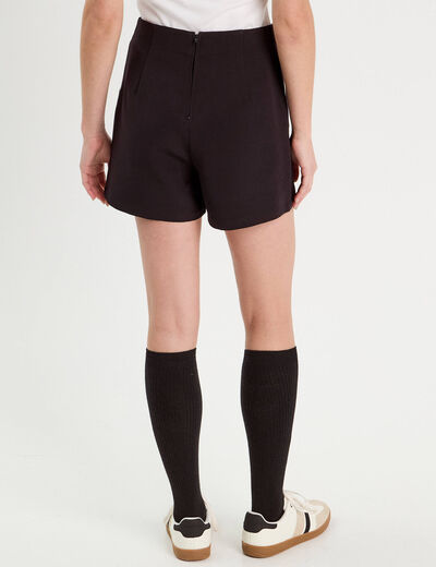 Jupe-short droite stretch noir femme