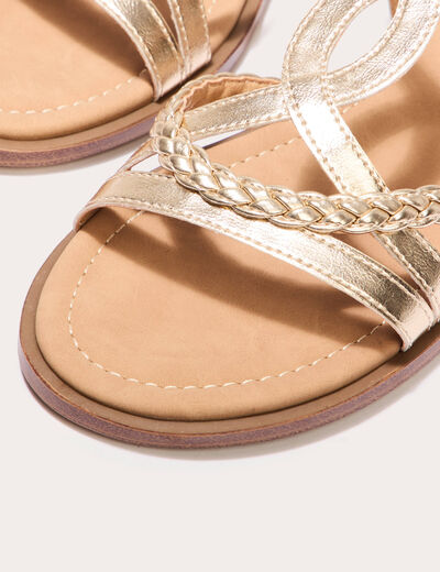 Sandales plates avec brides couleur or femme