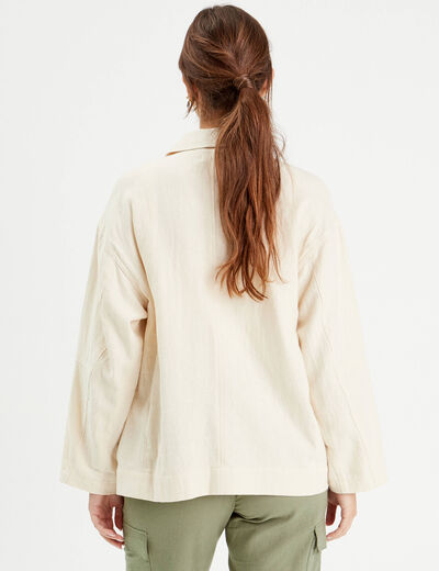 Veste droite zippée ecru femme