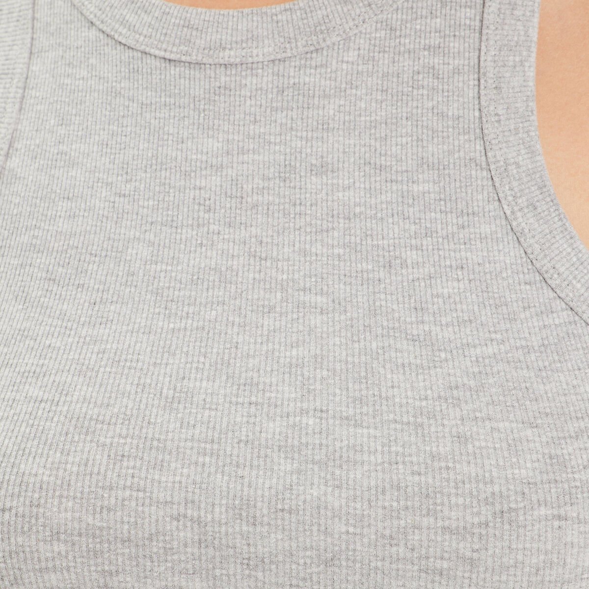 Débardeur côtelé gris clair femme