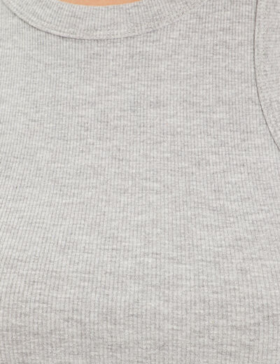 Débardeur côtelé gris clair femme