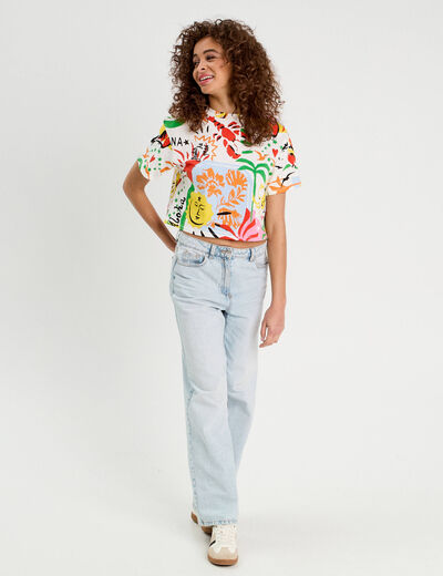 T-shirt cropped blanc femme