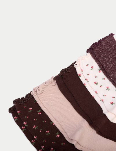 Lot 5 paires de chaussettes violet fonc&eacute; femme
