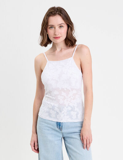 Débardeur ajusté cropped col montant blanc femme