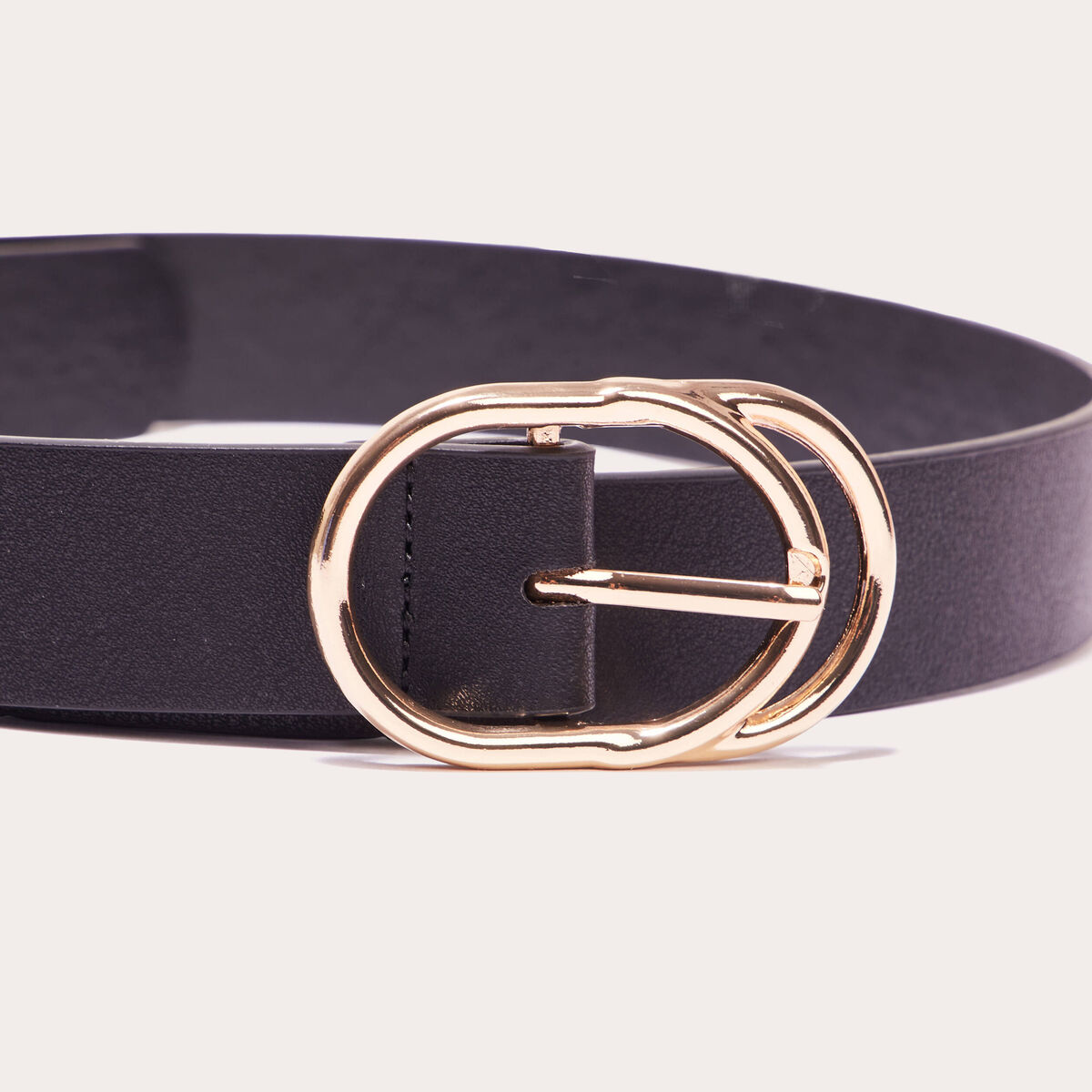 Ceinture double boucle noir femme