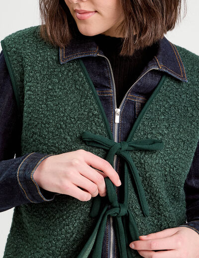 Gilet sans manches polaire vert foncé femme