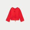 Gilet droit col v manches longues rouge femme