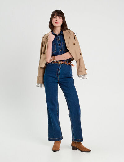Combinaison pantalon en jean denim brut femme
