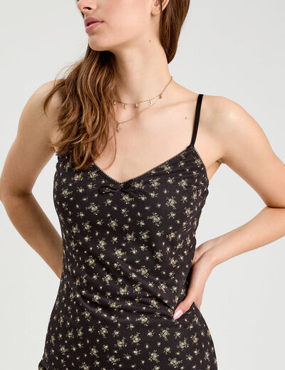 Robe longue droite bretelles noir femme