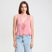 Débardeur col V sans manches vieux rose femme