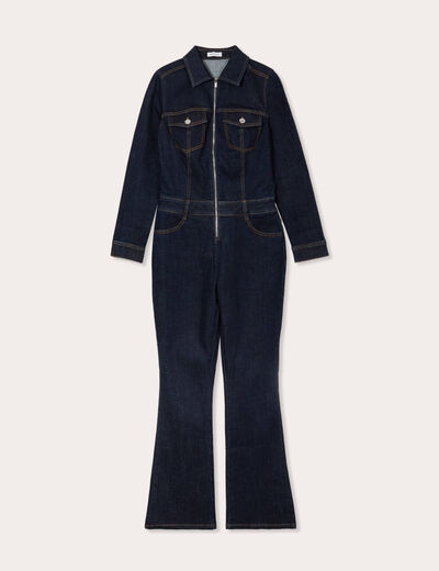 Combinaison pantalon en jean denim brut femme