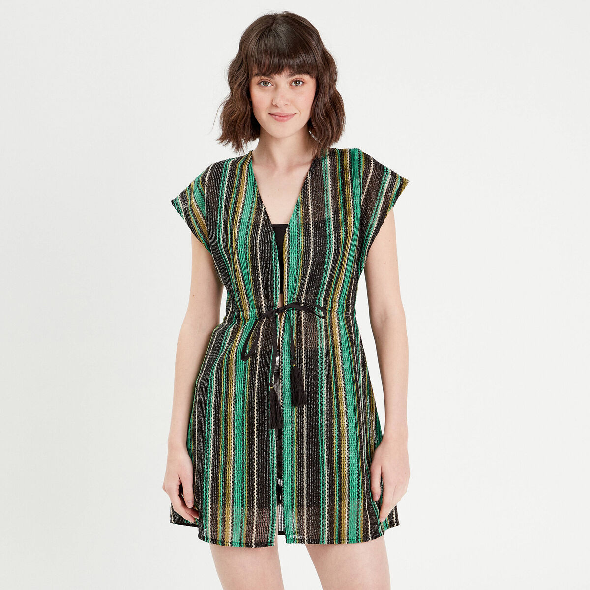 Robe de plage ajour&eacute;e blanc femme
