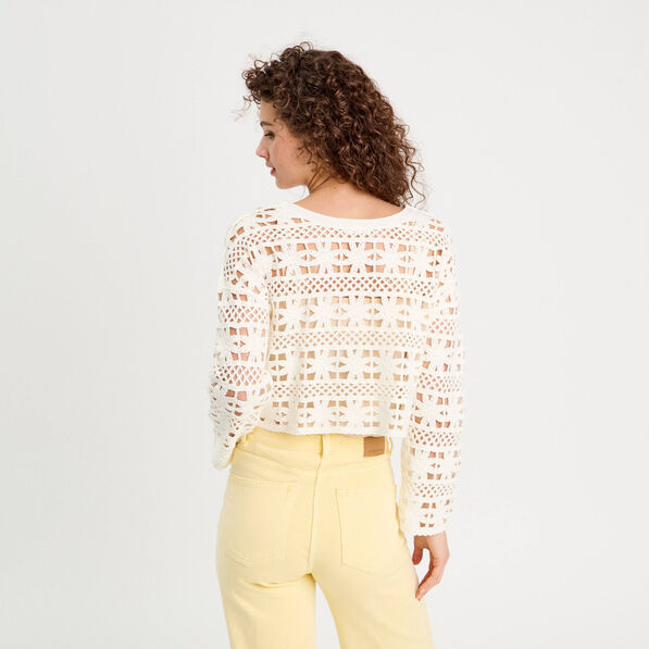 pull ajoure effet crochet ecru femme Pull ajouré effet crochet ecru femme