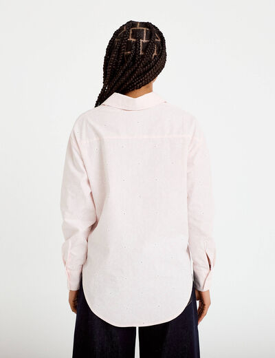Chemise col classique manches longues rose clair femme