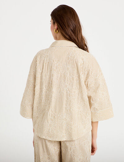 Blouse boyfriend manches 3/4 beige moyen femme