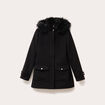 Manteau mi-long &agrave; capuche noir femme
