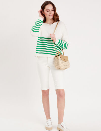 Pull manches longues vert femme