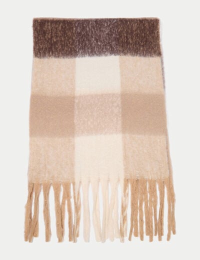 &Eacute;charpe plaid ivoire femme