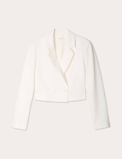 Veste blazer courte ecru femme