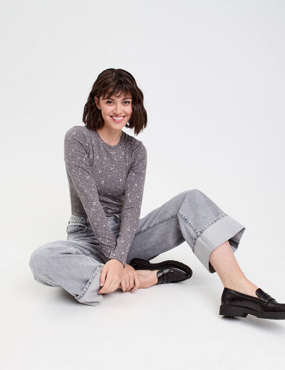 T-shirt manches longues gris foncé femme